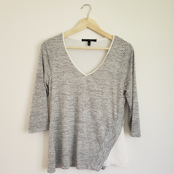 WHBM Striped Asymmetrical Blouse - Picture 1 of 6